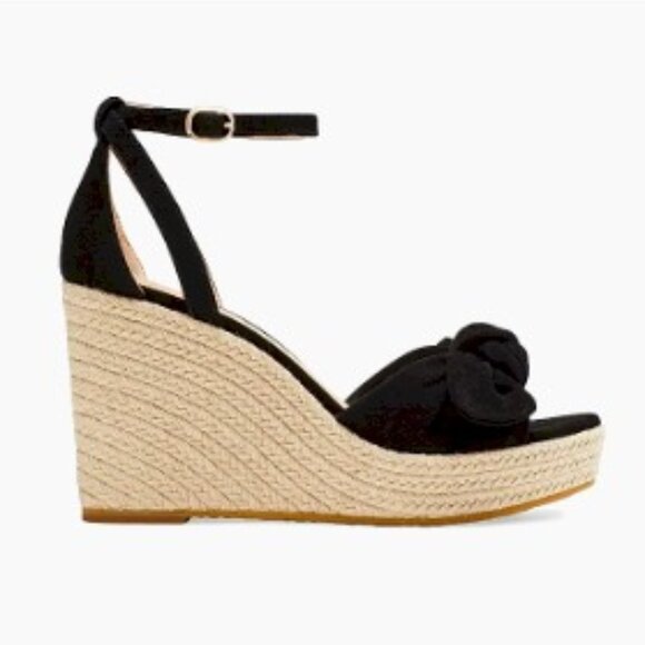 Kate Spade Black Tianna Suede Wedge Heels Women's Size 10Medium New in Box - Picture 7 of 8